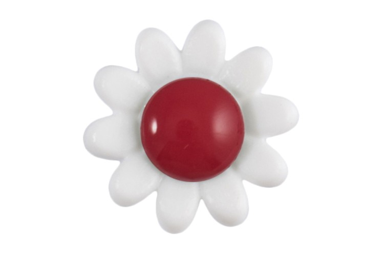 White and Red Flower Buttons 14mm 2B\1018