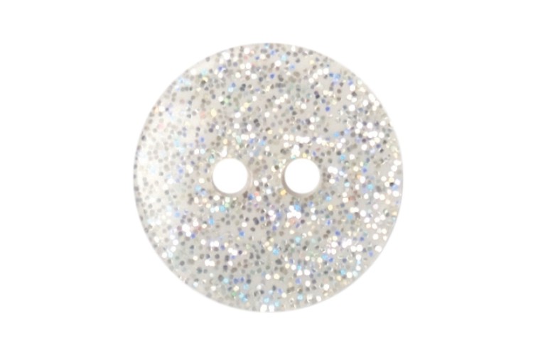 White Glitter Button 13mm