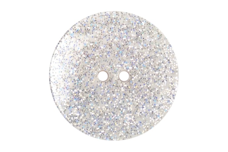 White Glitter Round 23mm