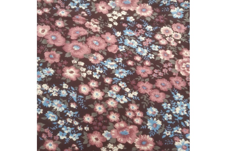 Wine Floral Corduroy