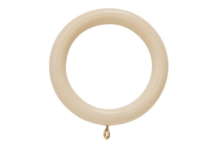 Wooden Curtain Rings for 28mm Pole Cream