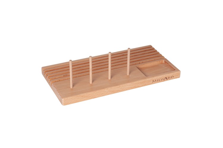 Wooden Ruler Rack with Storage