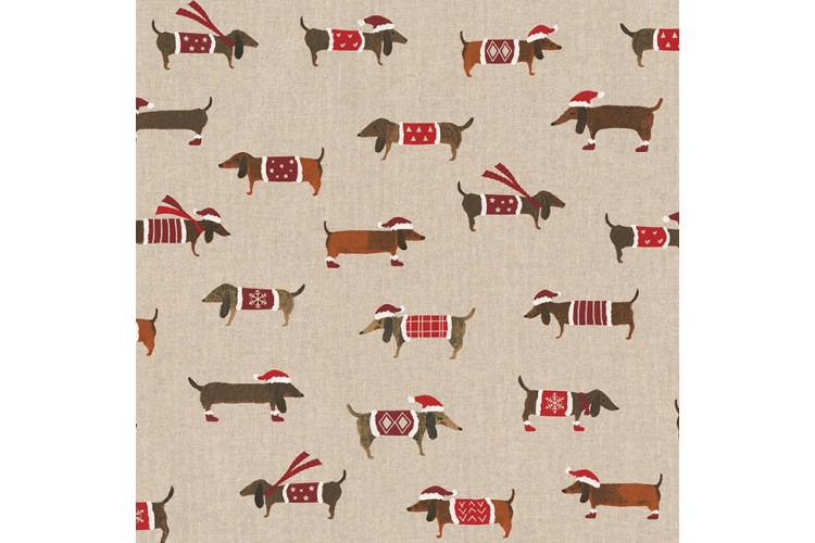 Xmas Dachshund Linen Look