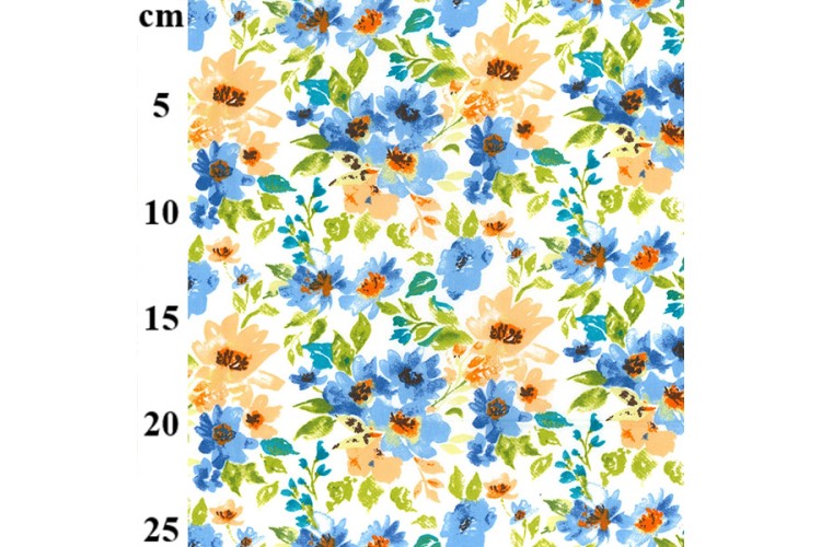 Yellow & Blue Floral Cotton Poplin