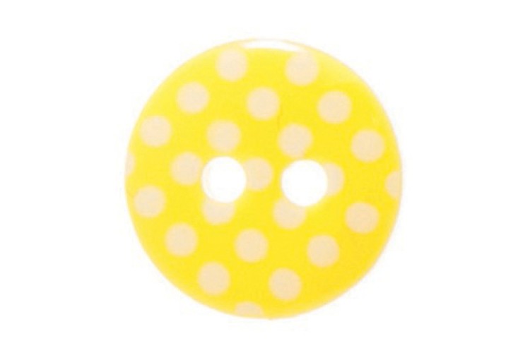 Yellow & White Spotty Button 12mm