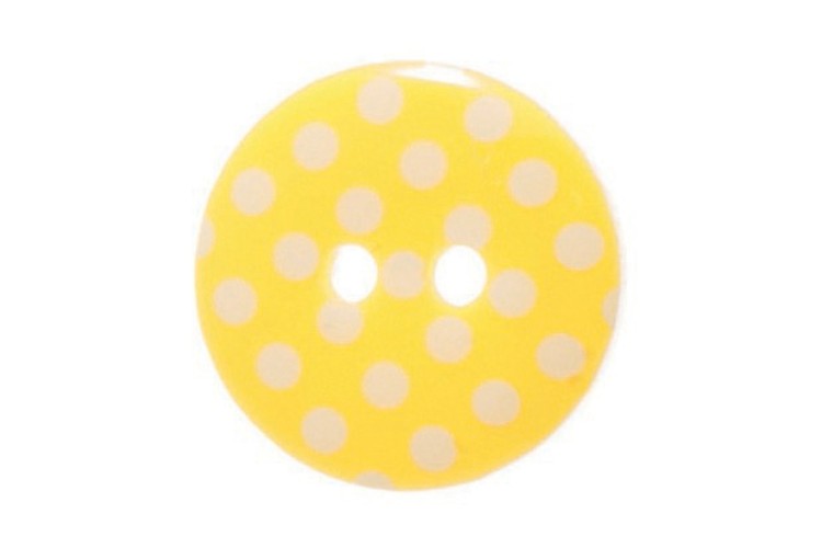 Yellow & White Spotty Button 15mm