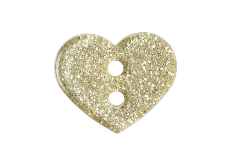 Yellow Glitter Heart Button 13mm