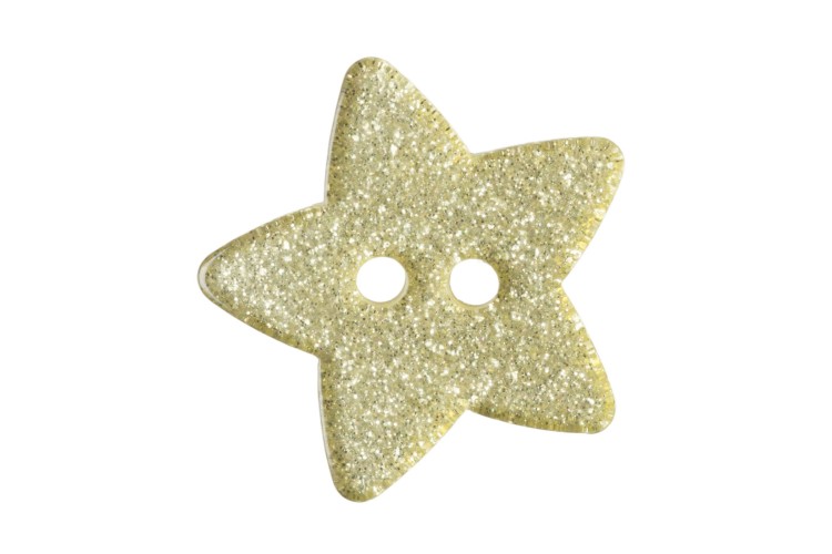 Yellow Glitter Star Button 18mm