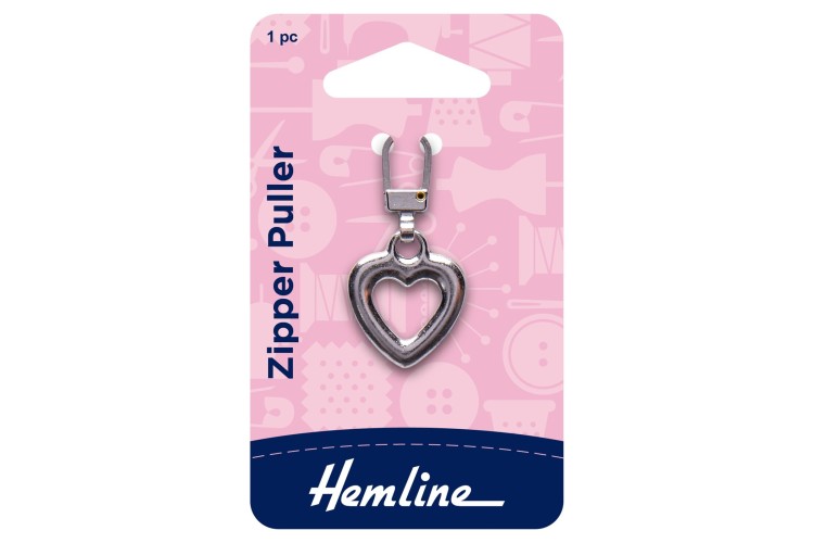 Zipper Puller Silver Heart (H164.03)